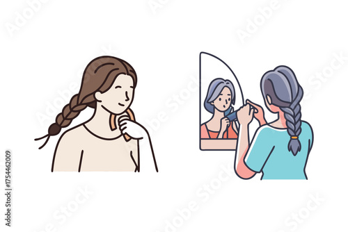 hair braiding in mirror victor icon	