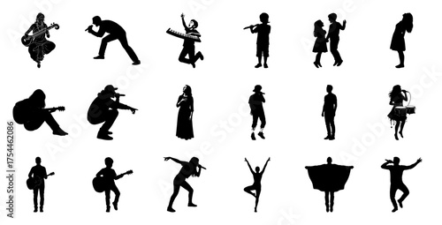 Musicians and dancers performing silhouette singers