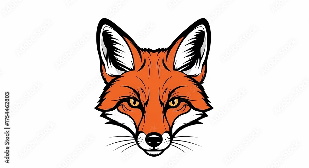 Obraz premium Artistic Illustration of a Fierce Red Fox Face Head Portrait for Wildlife Design