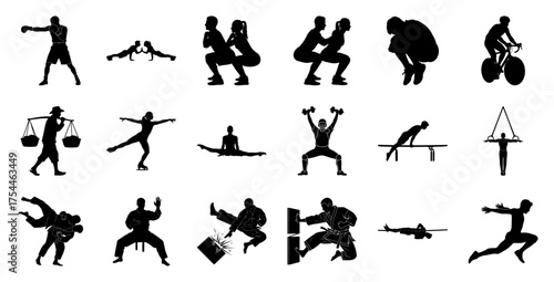 Sports and Fitness Silhouettes exercise boxing