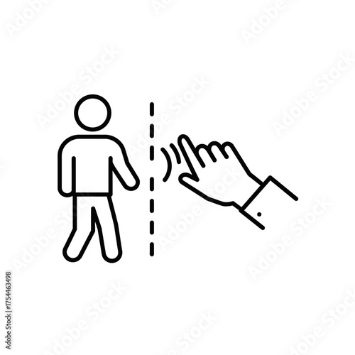 Person interacting with technology for social distancing or security purposes.