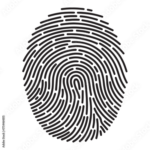 Fingerprint isolated on white background is a unique human identification, used in security systems, criminal investigations, and forensic science