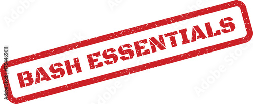 Distressed red rectangle stamp indicating bash essentials for party planning supplies