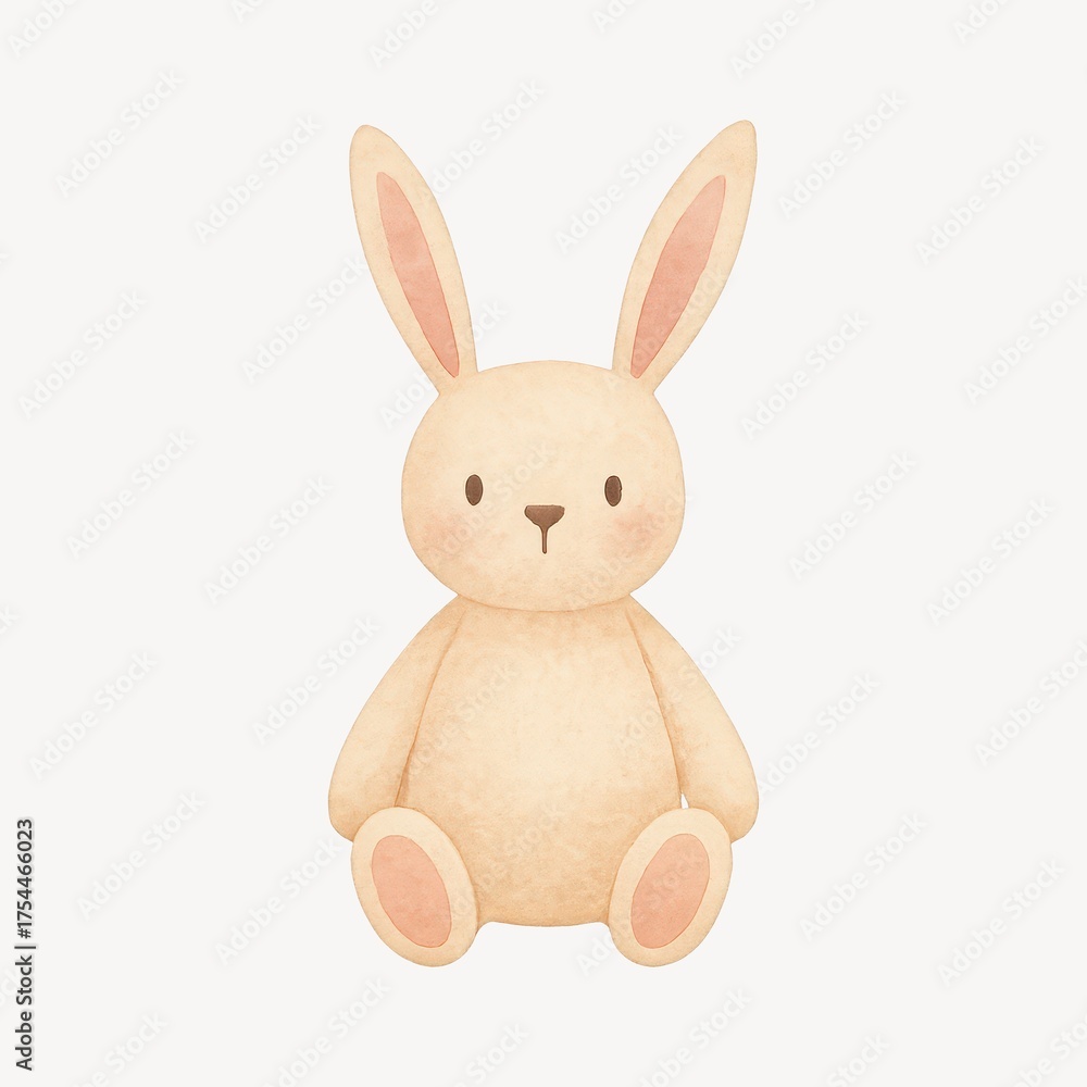 Fototapeta premium Cute watercolor bunny illustration.