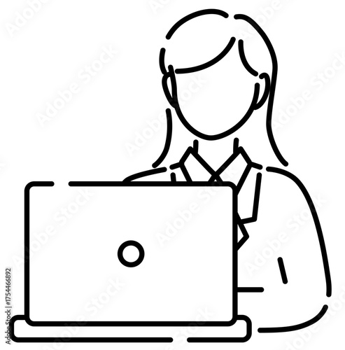 	パソコン操作する女性会社員