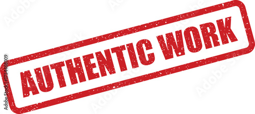 Distressed red rubber stamp showing AUTHENTIC WORK in bold capital letters, indicating originality or verification