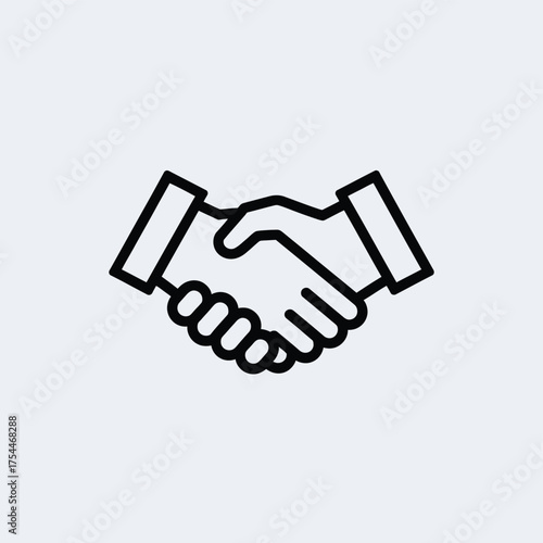 Minimalist vector illustration of handshake agreement icon scalable eps graphic for business and partnership silhouette White background