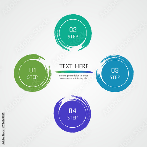 Step by step creative infographic template with 4 options, parts or processes.