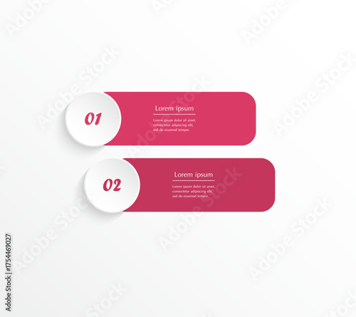 Step by step creative infographic template with 2 options, parts or processes.