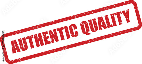 Distressed texture rubber stamp impression featuring the words Authentic Quality for consumer trust validation