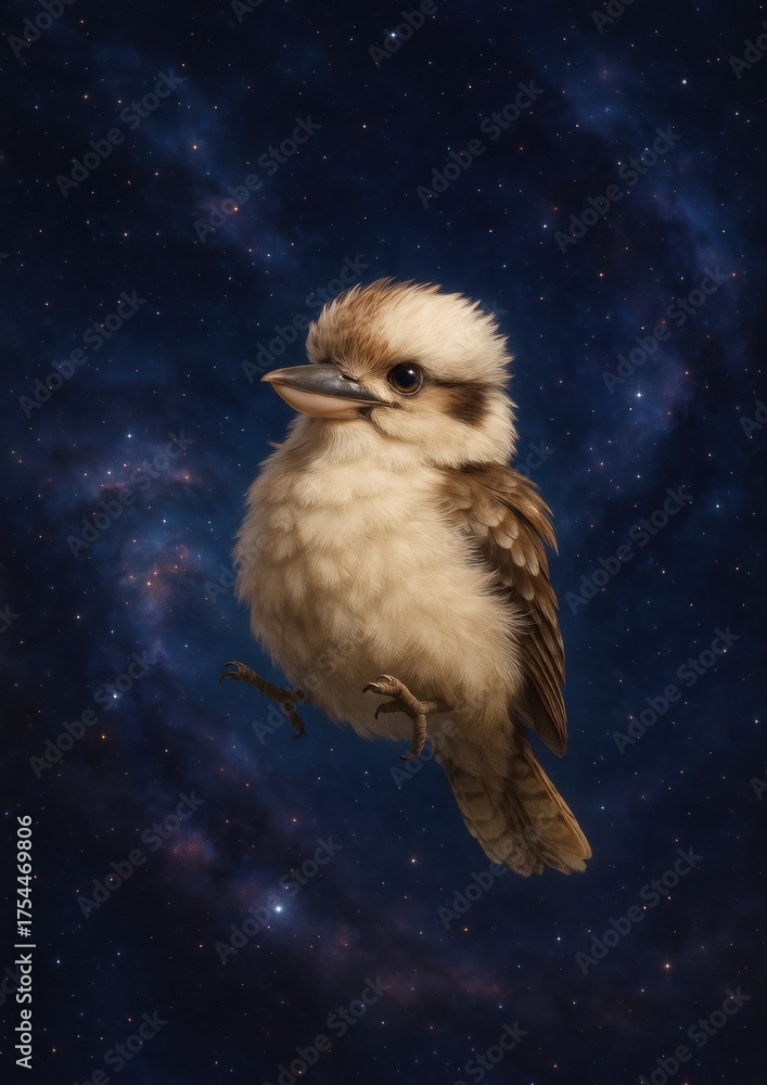 Obraz premium Cute bird floating galaxy wallpaper