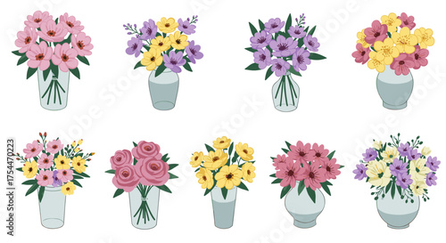 Colorful floral arrangements in elegant vases for decoration and inspiration