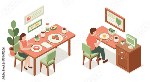 Isometric comparison of digital and traditional dining experiences
