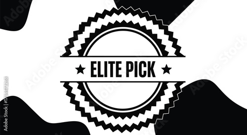 Elite pick award badge with stars and abstract background