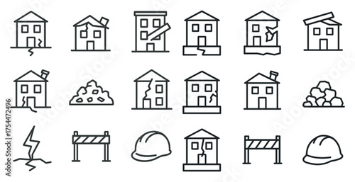 Construction and repair outline icons set – linear, building, renovation essentials