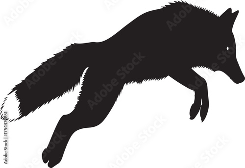 Dynamic silhouette of a fox leaping through the air capturing motion and agility