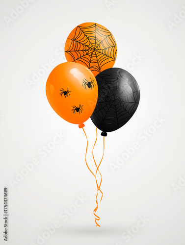 Vibrant Halloween Balloons with Spider Webs, Orange and Black, Festive Party Decor