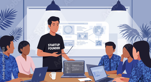 Startup pitch, team collaboration 