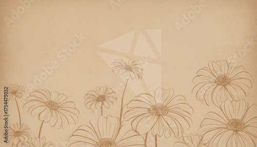 Abstract groovy posters flowers in beige tones. Modern trendy Minimal style. Hand drawn design for wallpaper, wall print, postcard, cover, template, banner. (23)