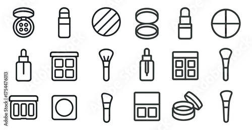 Makeup and beauty icons set – outline, linear, cosmetics and skincare symbols