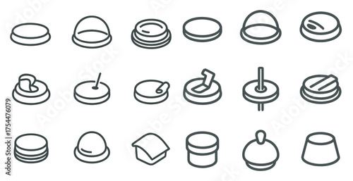 Food and beverage outline icons set – linear, silhouette, culinary symbols