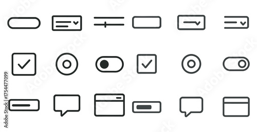 User interface linear icons set – flat, outline, web design and ui/ux elements