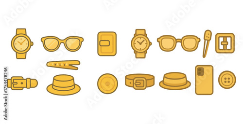 Fashion and accessories icons set – filled, solid, wardrobe and style symbols