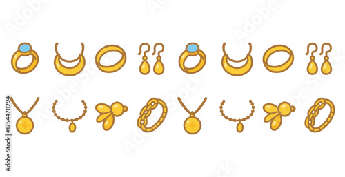 Jewelry and accessories icons set – outline, linear, fashion and luxury symbols