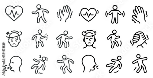 Healthcare and fitness line icons set – wellness, outline, medical and exercise symbols