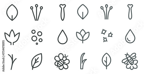 Nature and gardening line icons set – linear, outline, eco-friendly symbols