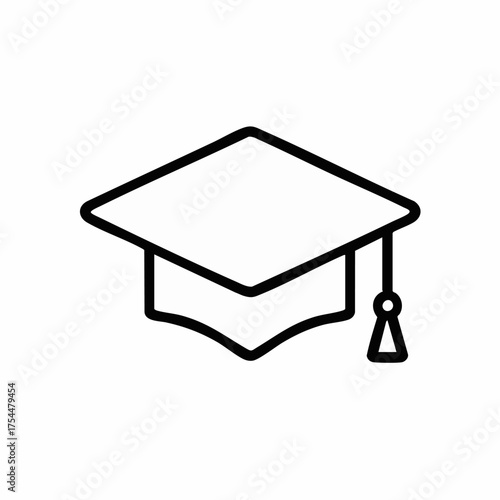 simple outline-style vector silhouette icon of a graduation cap, isolated on a transparent background