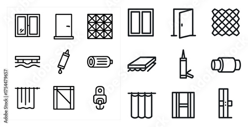 Home improvement outline icons set – renovation, diy, construction symbols