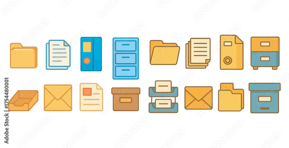 Obraz premium Office and business line icons set – linear, outline, workplace essentials