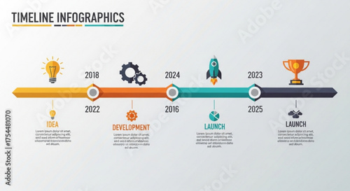 Timeline infographic design template with icons and 6 options or steps can be used for workflow layout, diagram, annual report