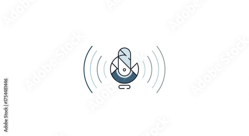 Microphone icon with sound waves, representing audio recording, voice communication, and sound technology