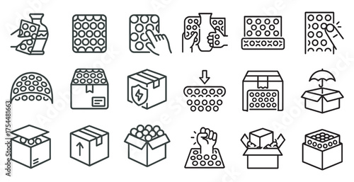 Sensory engagement icons set – outline, linear, tactile and interactive symbols