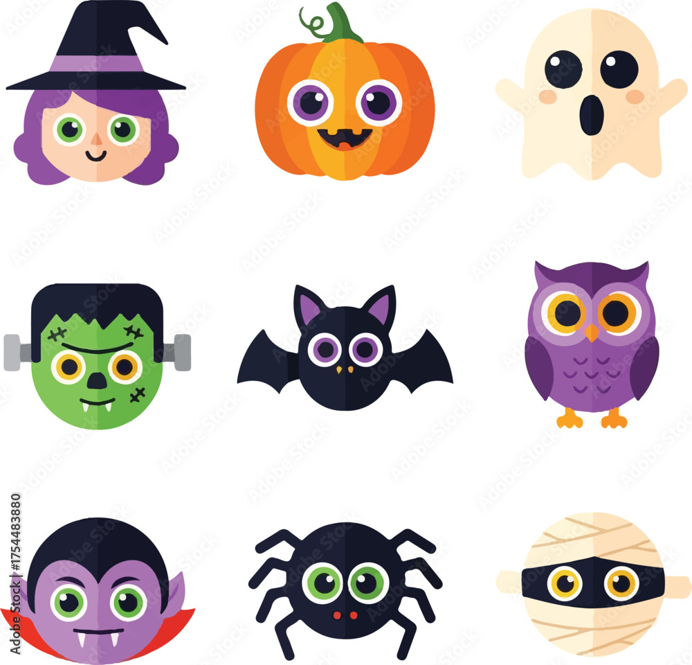 Fototapeta premium A vector sticker flat illustration with white background hallowen festive