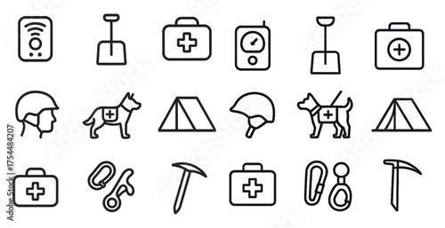 Emergency medical line icons set – outline, healthcare, first aid symbols