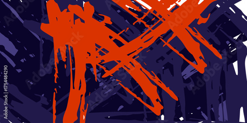 Abstract yellow-blue frame on a dark background. Sporty design in grunge style. Illustration for sports, athletics, training, workout, etc.