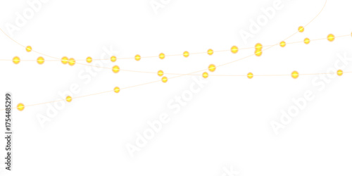 Realistic Glowing Festoon Lights Holiday Decorative Border PNG.