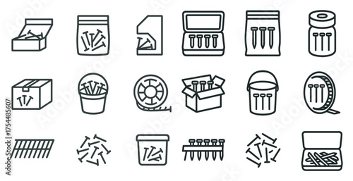 Construction and tools outline icons set – linear, hardware, building symbols
