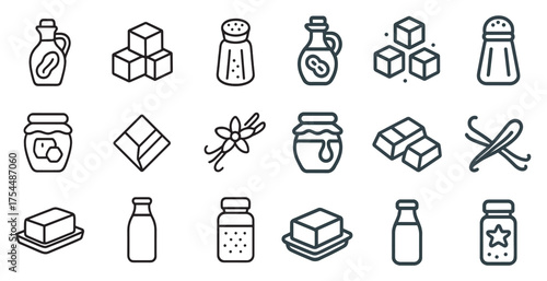 Food and cooking outline icons set – linear, kitchen, culinary symbols