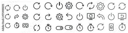 Update and refresh icons set – outline, line, synchronization and reload symbols
