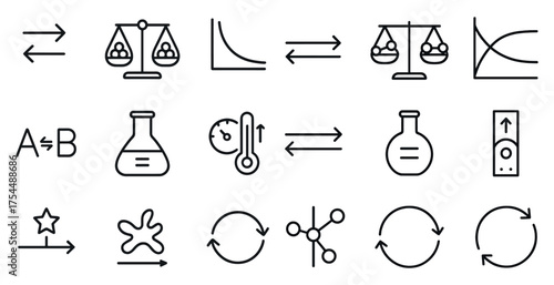 Science and chemistry line icons set – outline, laboratory, experimental symbols