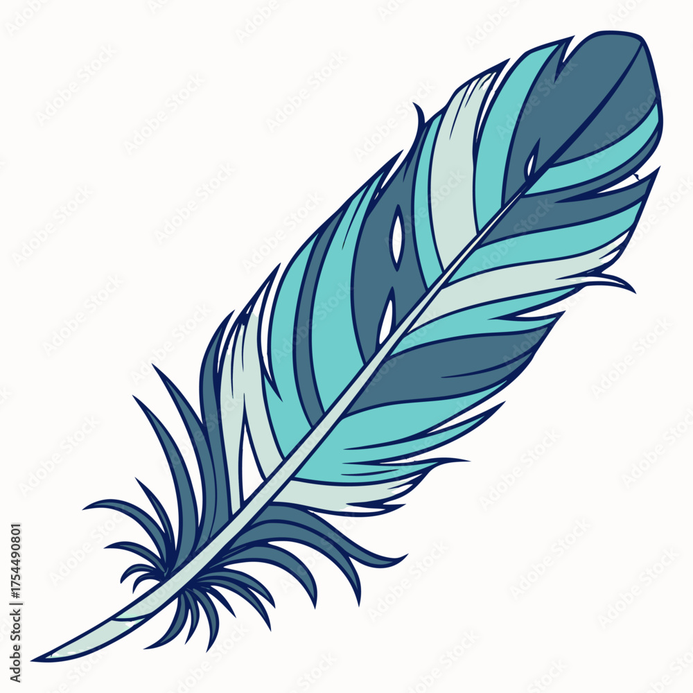 Obraz premium Vibrant Blue Feather Isolated on Transparent Background.