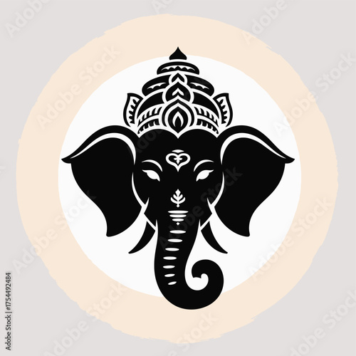 Striking black silhouette illustration of lord ganesha god icon vector graphic for digital and print use silhouette vector illustration white background