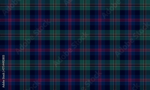 Seamless plaid patterns in blue, green, black, white, and purple convey a classic and contemporary feel. Perfect for designing clothes, skirts, and pants, creating a sleek yet vibrant look.