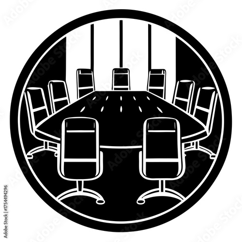 Professional Boardroom Icon - Corporate Meeting & Office Graphic Design