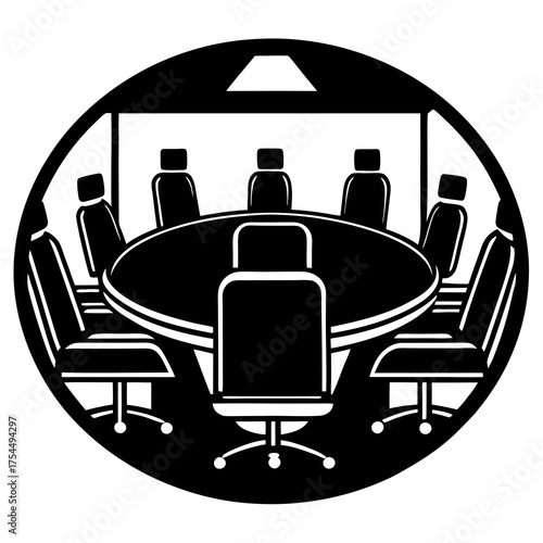 Professional Boardroom Icon - Corporate Meeting & Office Graphic Design