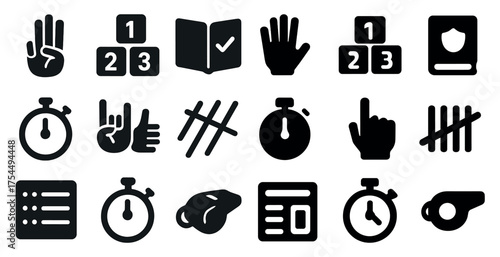 Hand gesture solid icons set – filled, silhouette, communication symbols